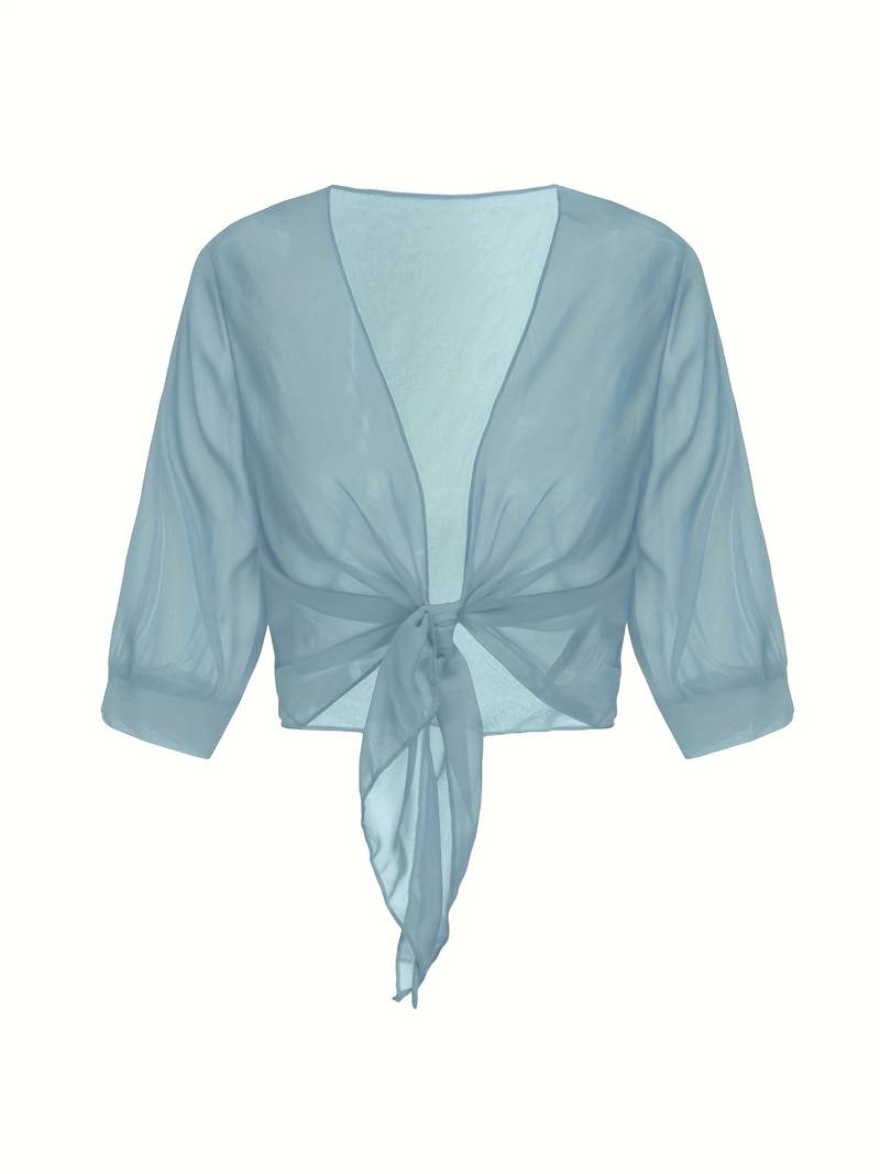 Lavinia – bluse mit offener vorderseite für den frühling  Hellblau 2