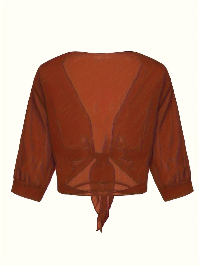 Lavinia – bluse mit offener vorderseite für den frühling  Karamellfarbe 1