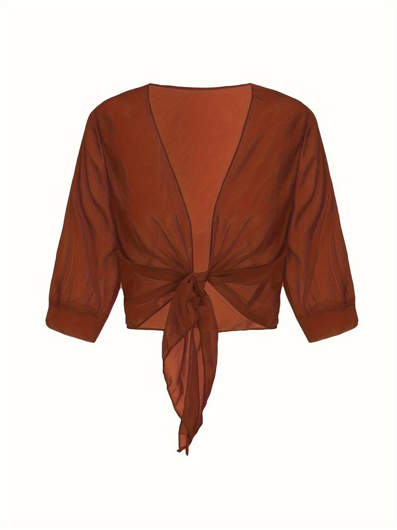 Lavinia – bluse mit offener vorderseite für den frühling  Karamellfarbe 2