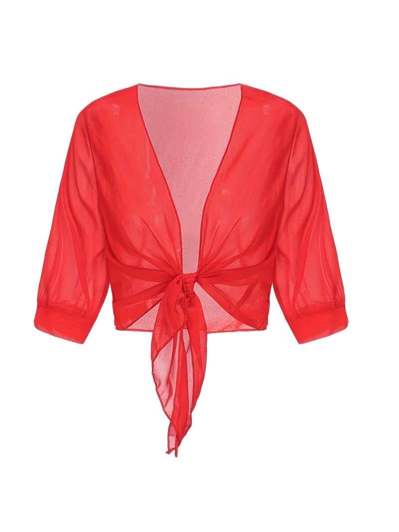 Lavinia – bluse mit offener vorderseite für den frühling  Rot 2