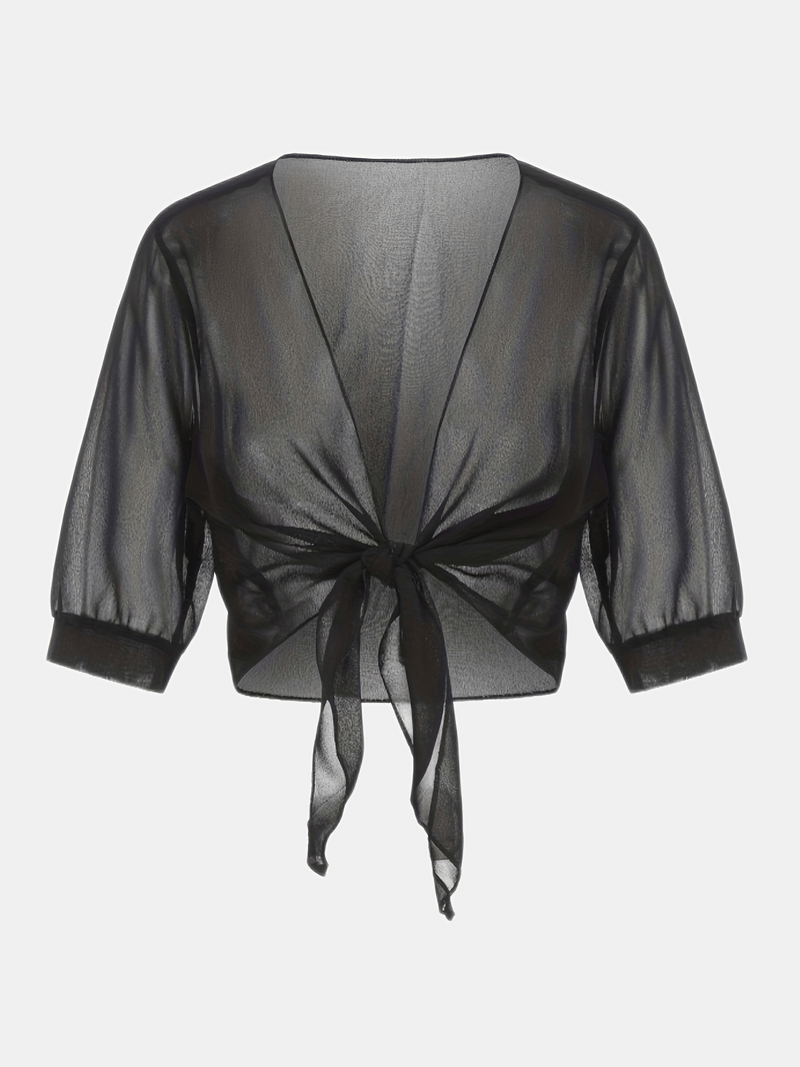 Lavinia – bluse mit offener vorderseite für den frühling  Schwarz 2
