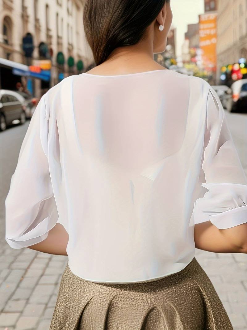 Lavinia – bluse mit offener vorderseite für den frühling WeiB 1