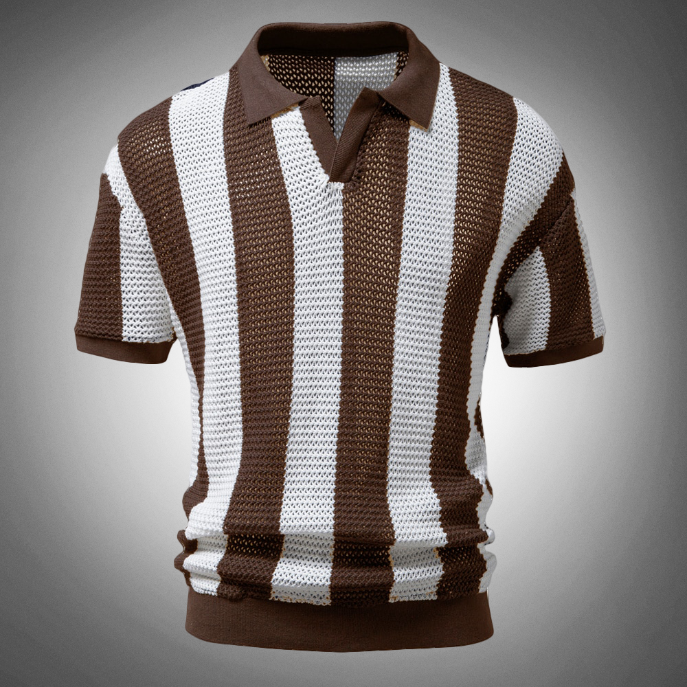 Lawrence - Atmungsaktives Streifen-Poloshirt - Braun