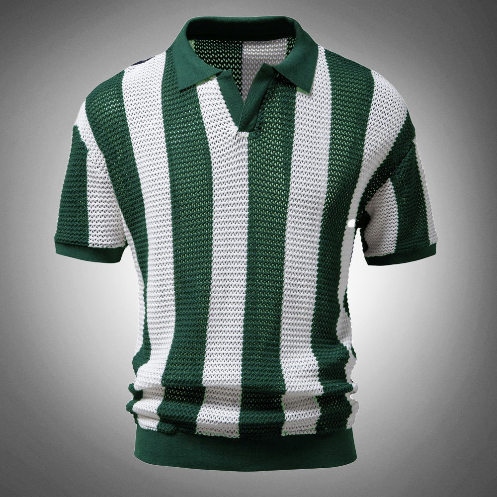 Lawrence - Atmungsaktives Streifen-Poloshirt - Grün