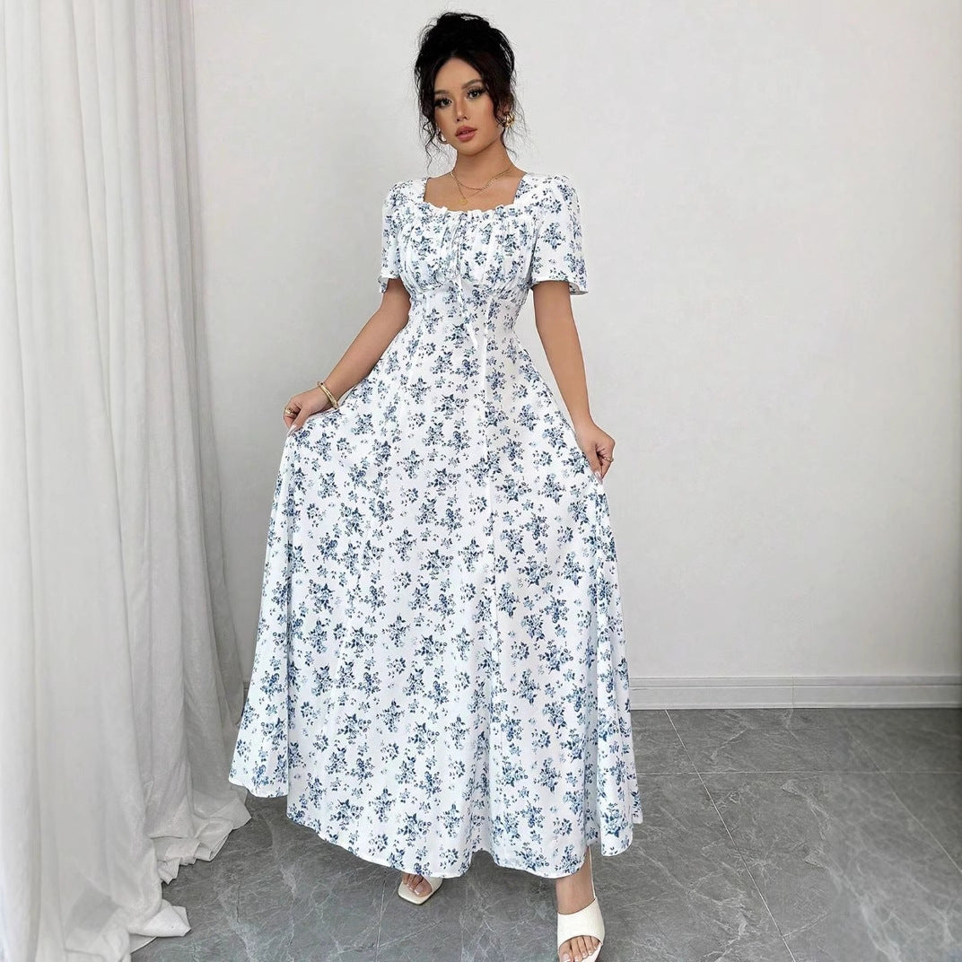 Lea - Florales Maxikleid mit Quadrat-Ausschnitt - Weiß 2