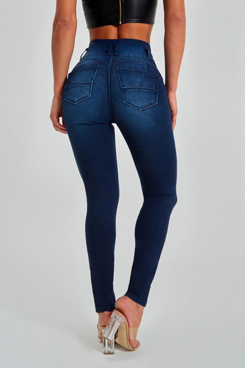 Lea - Hochtaillierte Skinny Jeans für Damen DunkelBlau 2
