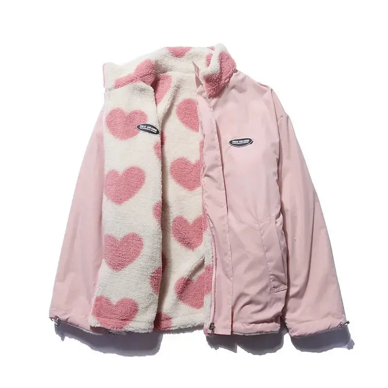 Leni - Reversible Heart Jacket Rosa