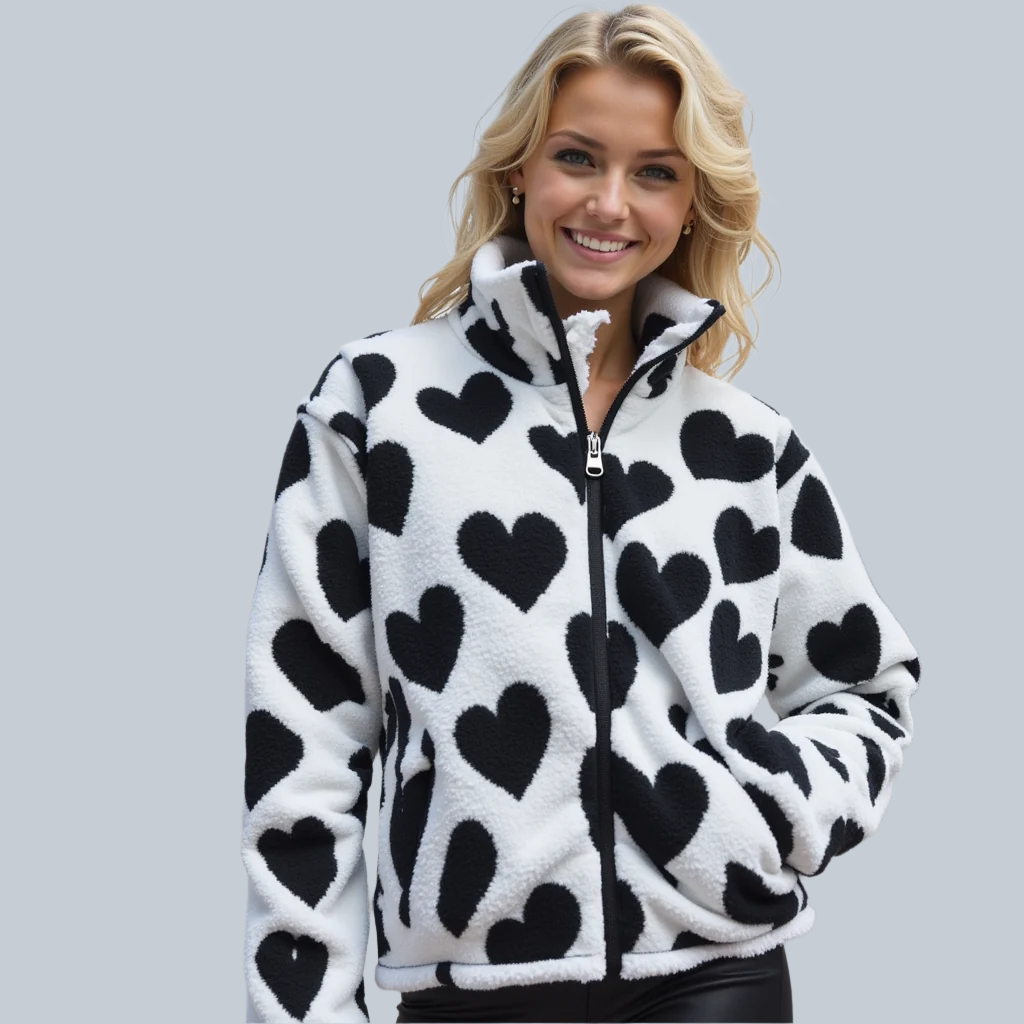 Leni - Reversible Heart Jacket Schwarz