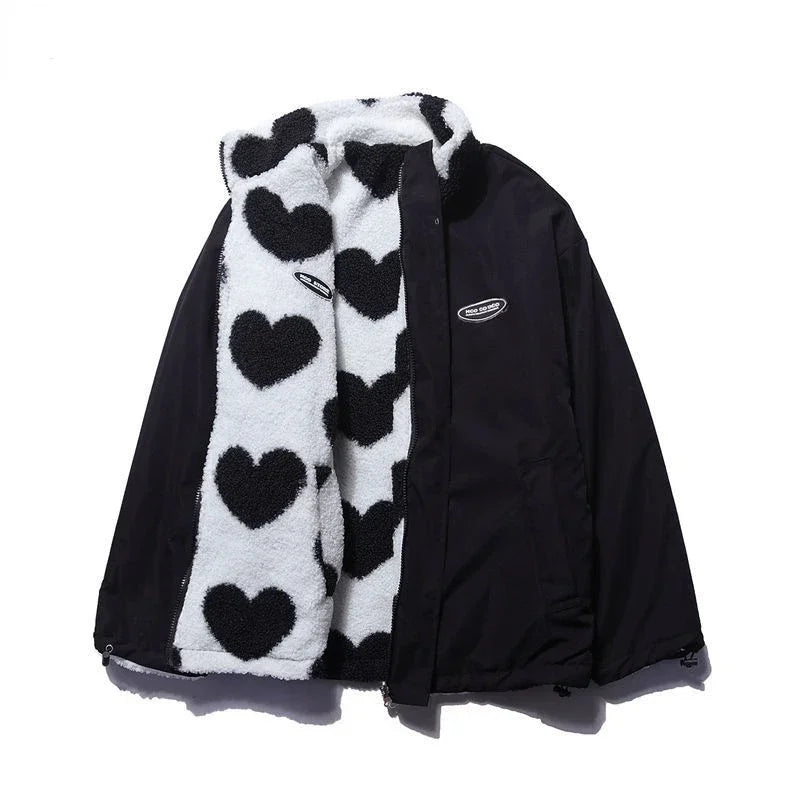 Leni - Reversible Heart Jacket Schwarz