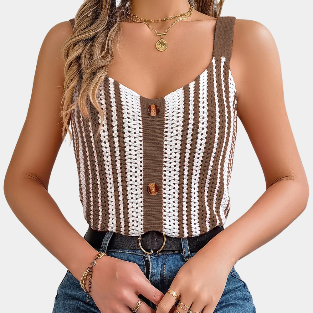 Lenka-Offene Sommerbluse für Damen Braun