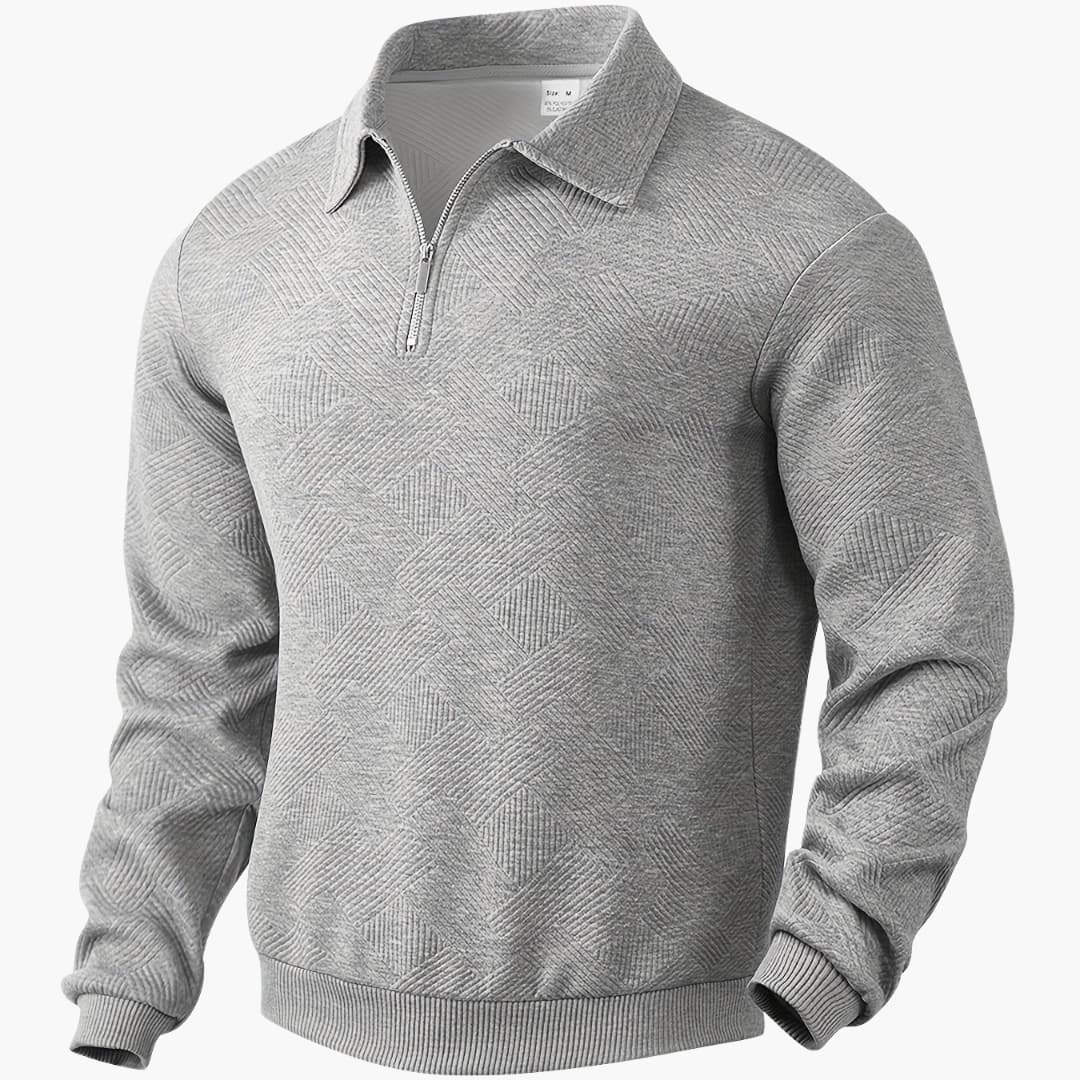 Lennox – Vintage Zip-Up Pullover für Herren Grau