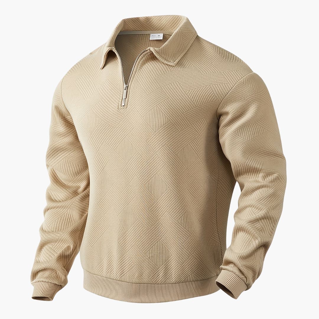 Lennox – Vintage Zip-Up Pullover für Herren Khaki