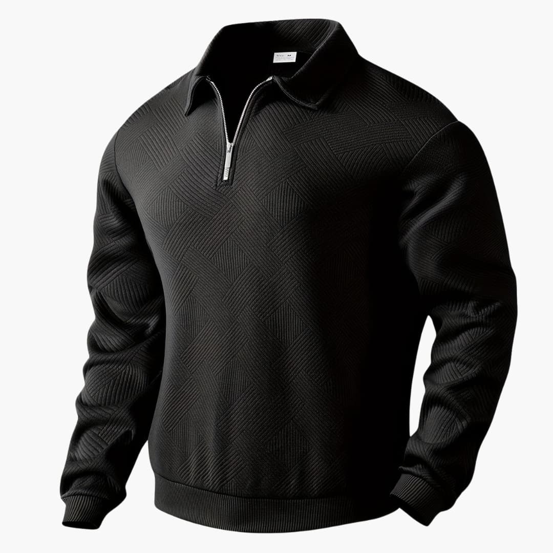 Lennox – Vintage Zip-Up Pullover für Herren Schwarz