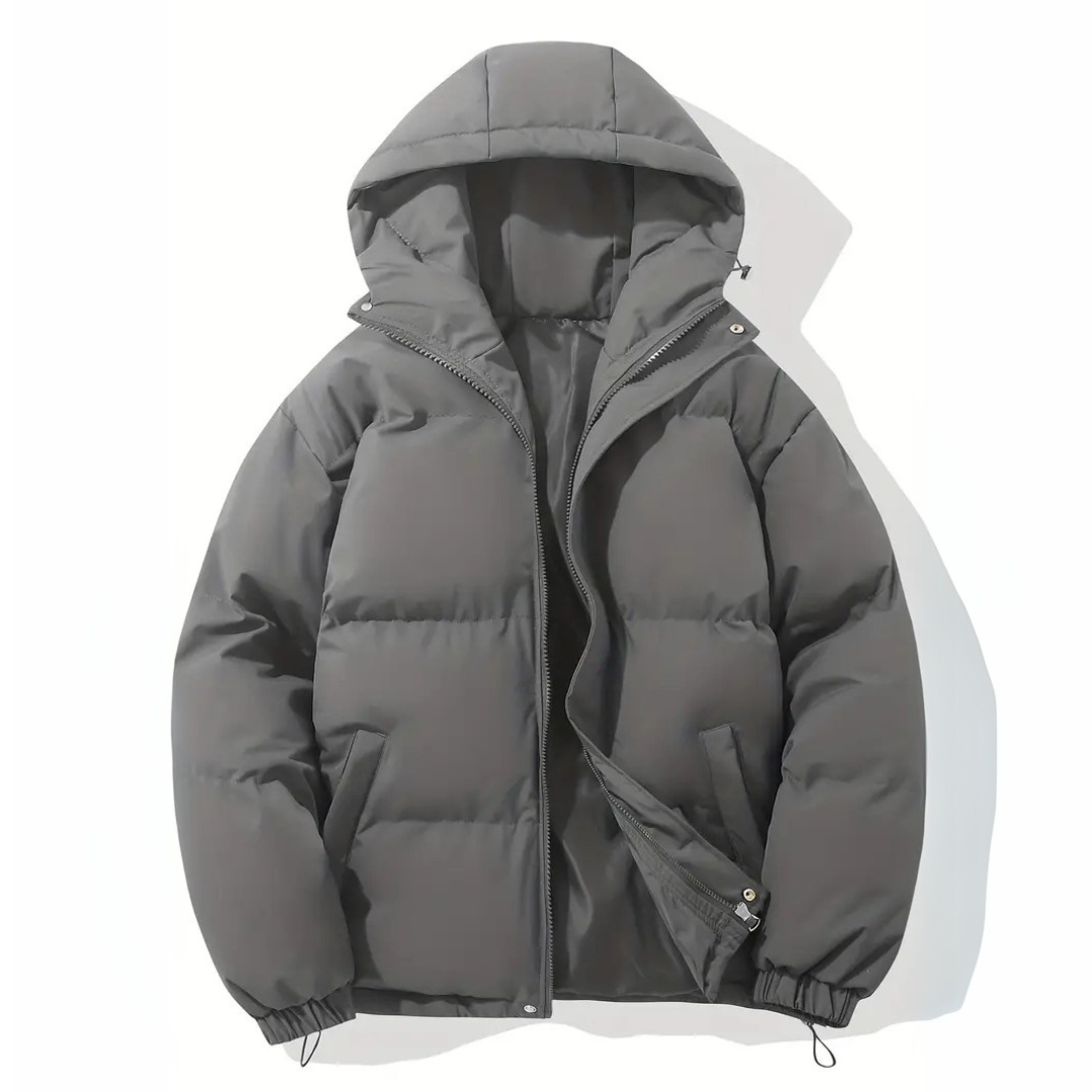 Lisa- Gefütterte Winterjacke mit Kapuze Dunkel Grau