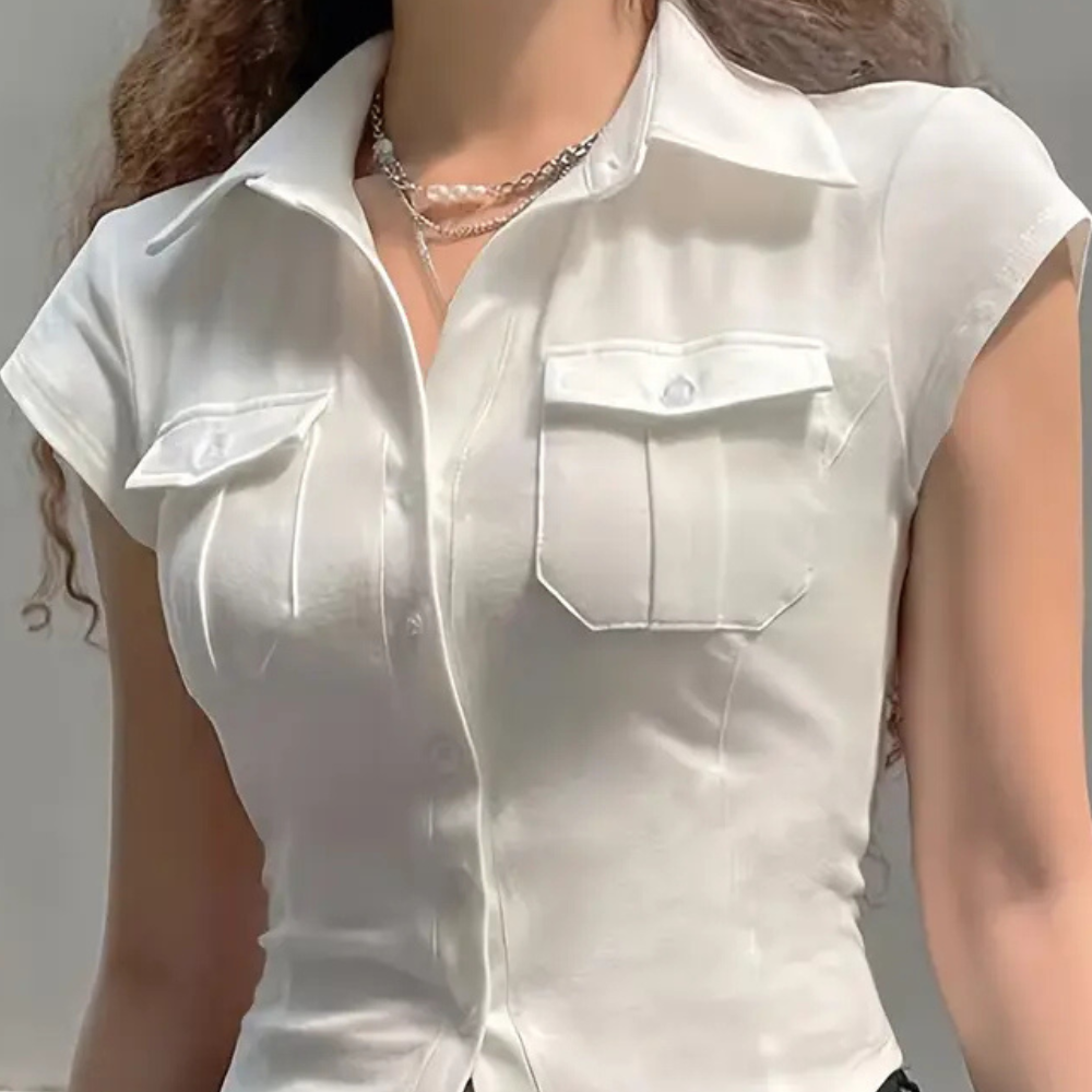 Loredana- Vielseitige Weiße Damenbluse 2