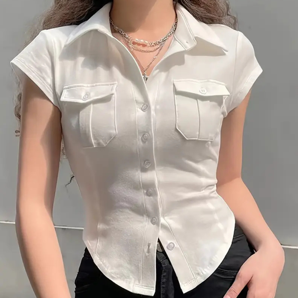 Loredana- Vielseitige Weiße Damenbluse 6