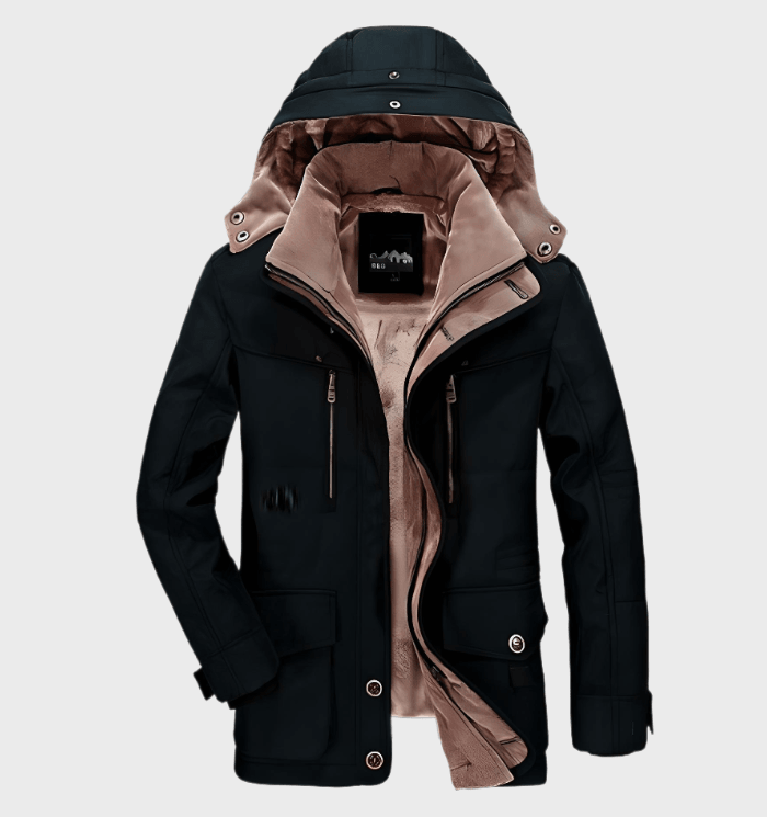 Luan – Warme Winterjacke für Herren Schwarz