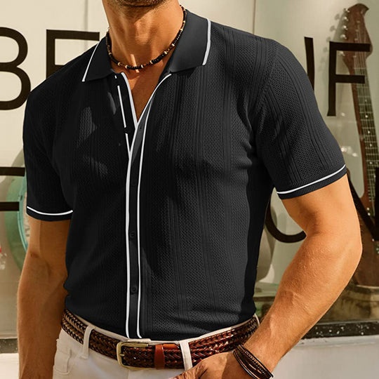 Lucas - Elegantes Kurzarm-Poloshirt - Schwarz