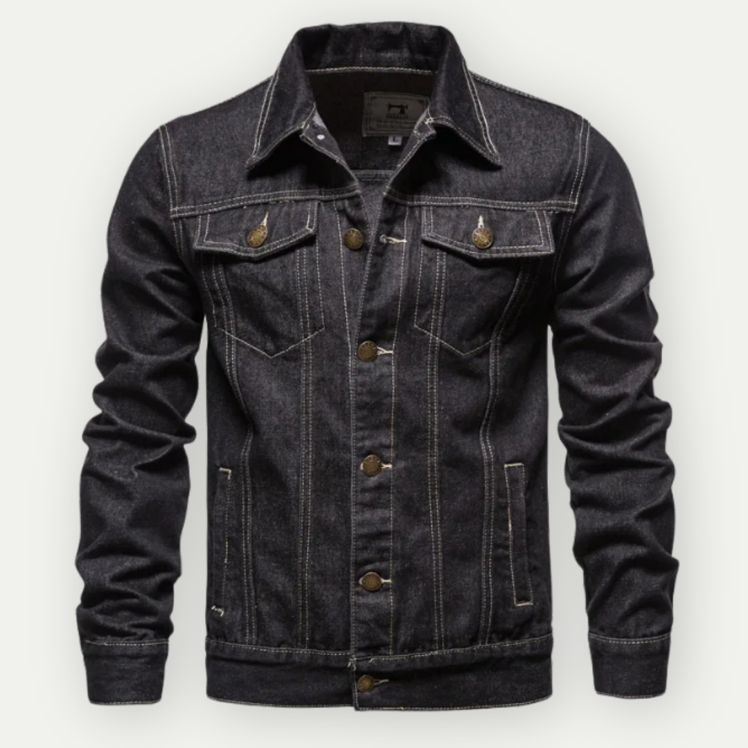 Ludger – Klassische Jeans-Trucker-Jacke für Herren Schwarz