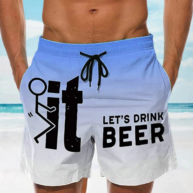 Luis- Hawaii Herren Badeshorts mit elastischem Bund Blau