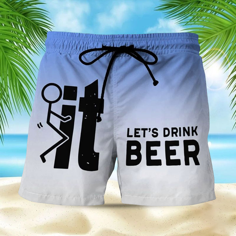 Luis- Hawaii Herren Badeshorts mit elastischem Bund Blau 3