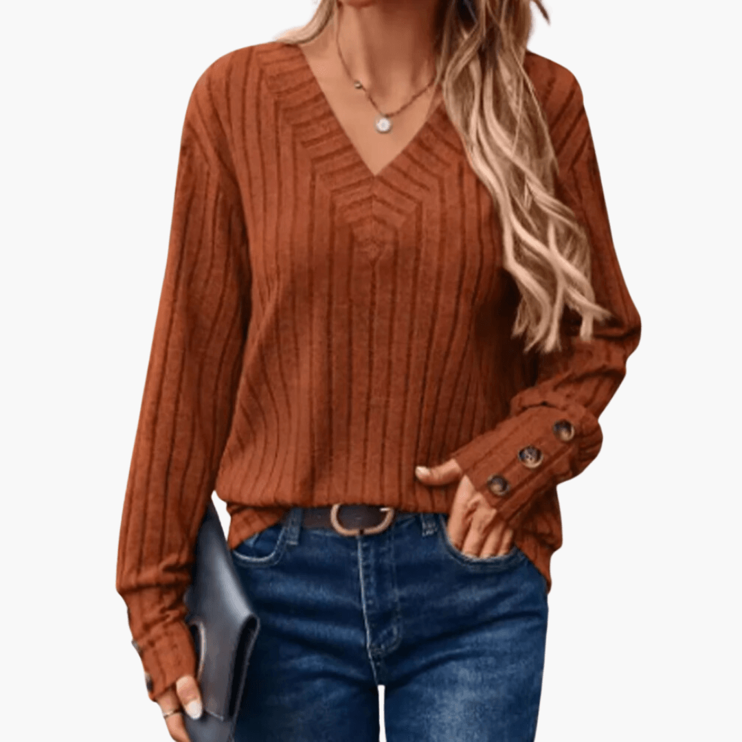 Maja - Pullover für Frauen Elegant - Bequem & Elegant V-Winter Rostbraun