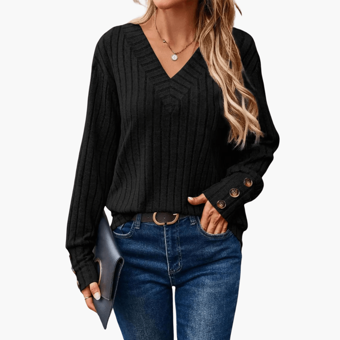 Maja - Pullover für Frauen Elegant - Bequem & Elegant V-Winter Schwarz