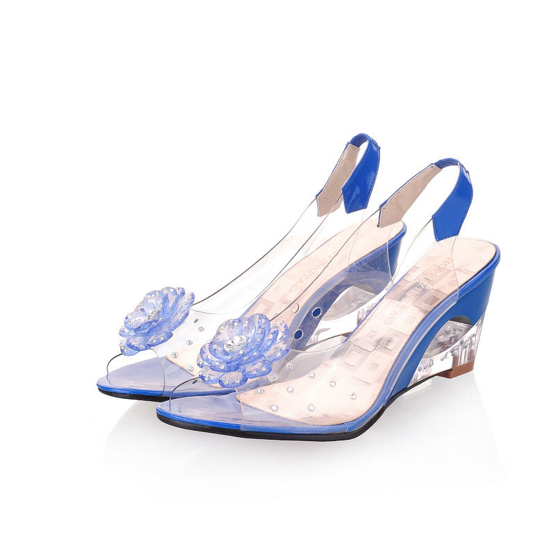 Malena- Glitzernde Keilsandaletten Blau