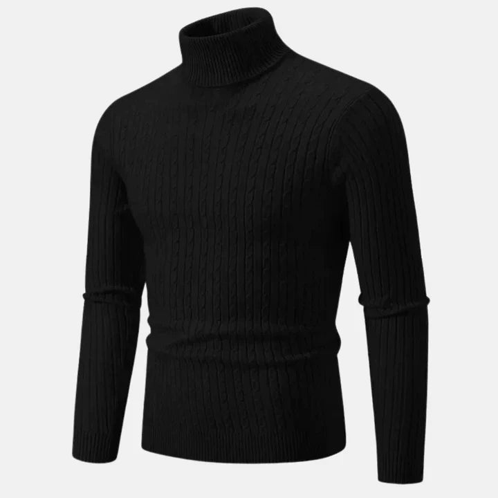 Marcel - Zeitloser warmer stilvoller Rollkragenpullover Herren Schwarz