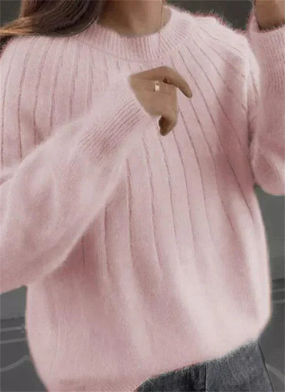 Maren - Fluffige Kaschmir gestrickter Pullover Hellrosa