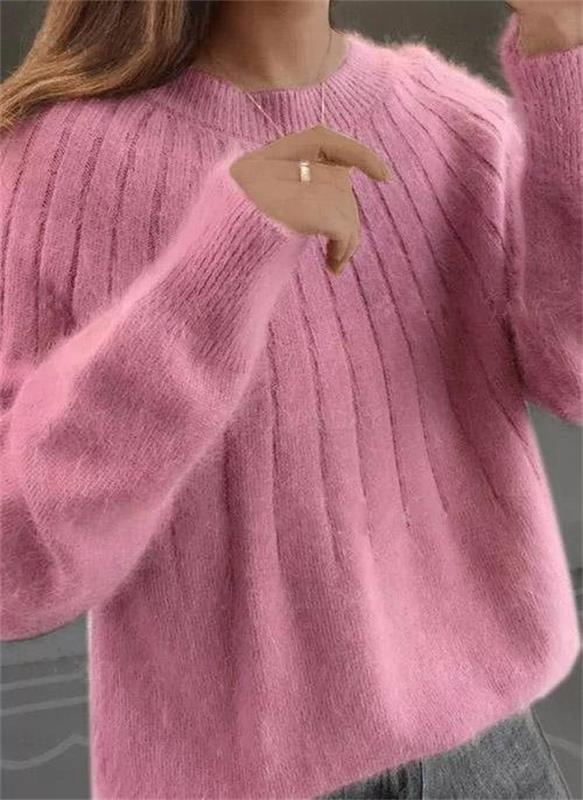 Maren - Fluffige Kaschmir gestrickter Pullover Rosa