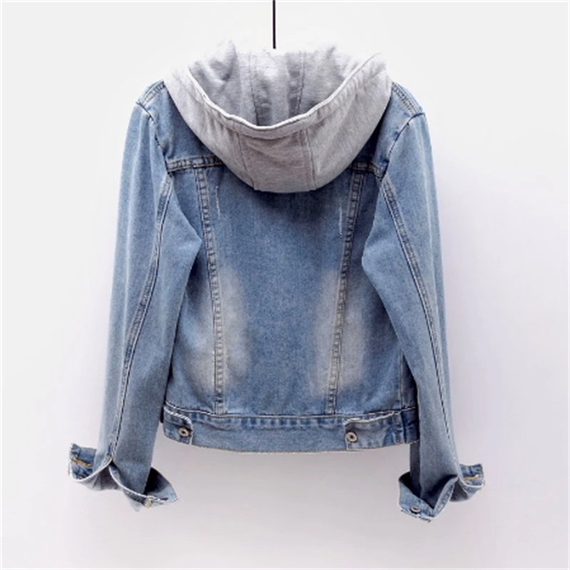 Margarete – Denim-Damenjacke mit abnehmbarer Kapuze Hellblau