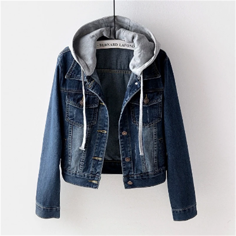 Margarete – Denim-Damenjacke mit abnehmbarer Kapuze blau