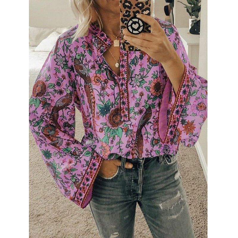 Marisa- Solara Boho Bluse Lila