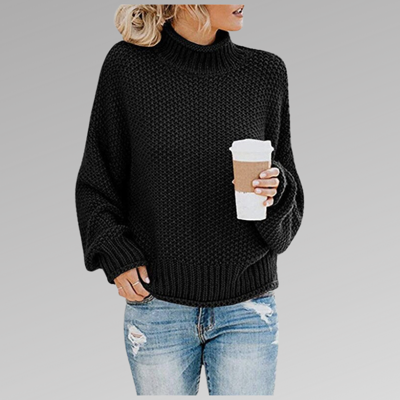 Marlene – Gemütlicher Strickpullover für Damen Schwarz