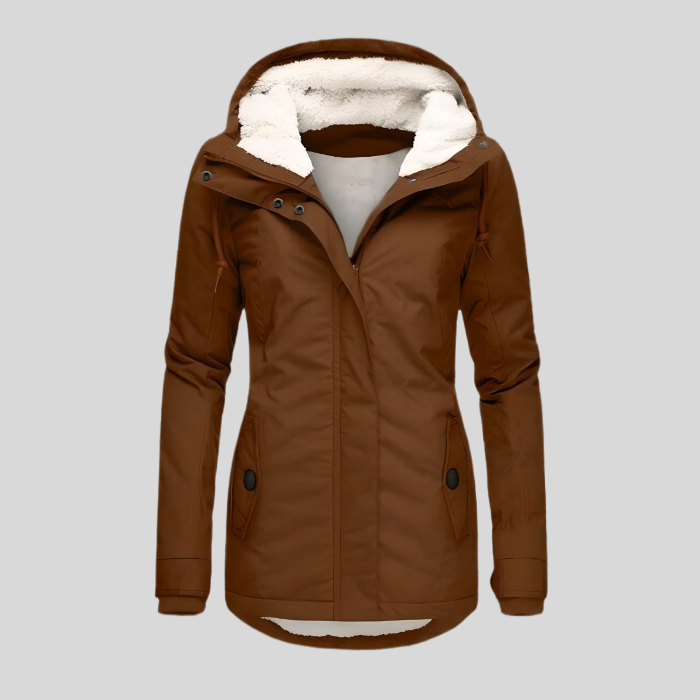 Marlies - Lange Wasserdichte Winterjacke Mit Kapuze & Futter Khaki