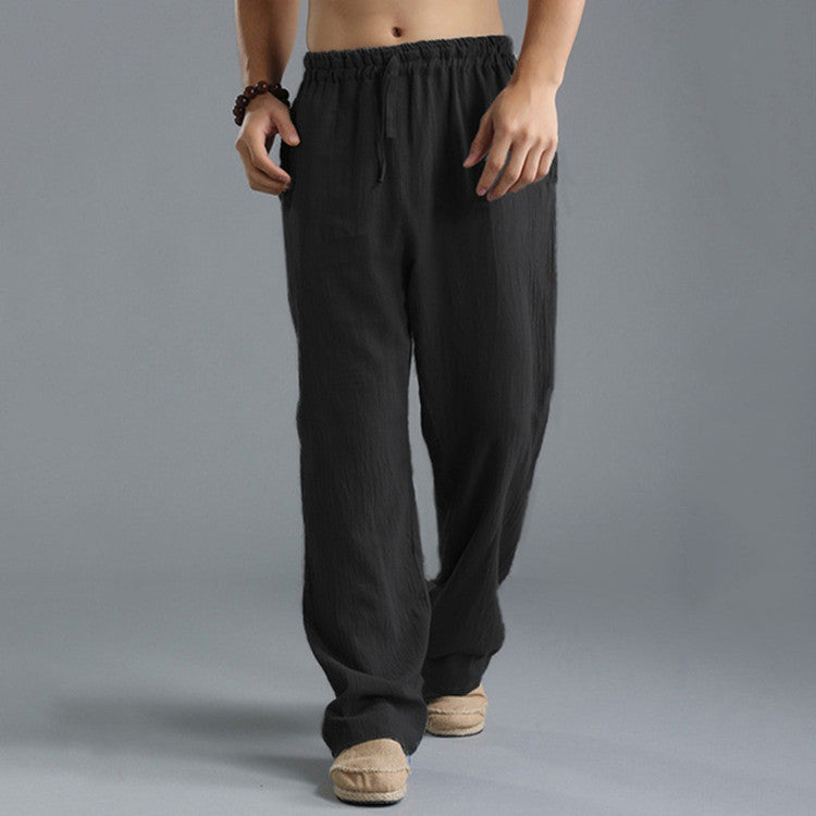 Martijn- Freizeithose mit Kordelzug aus Leinen Schwarz
