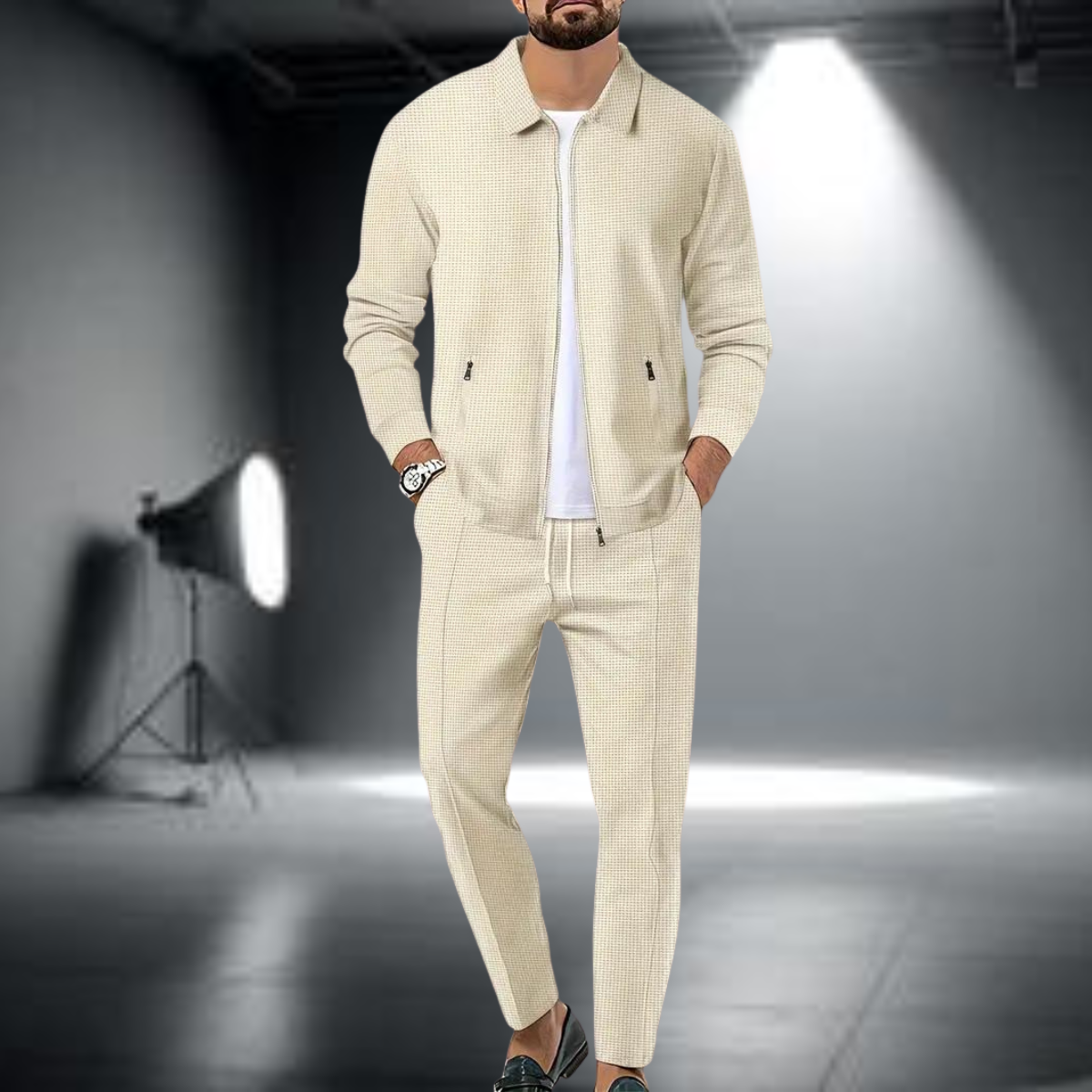 Matteo – Herren Trainingsanzug Set Sportlich Bequem Modern 3