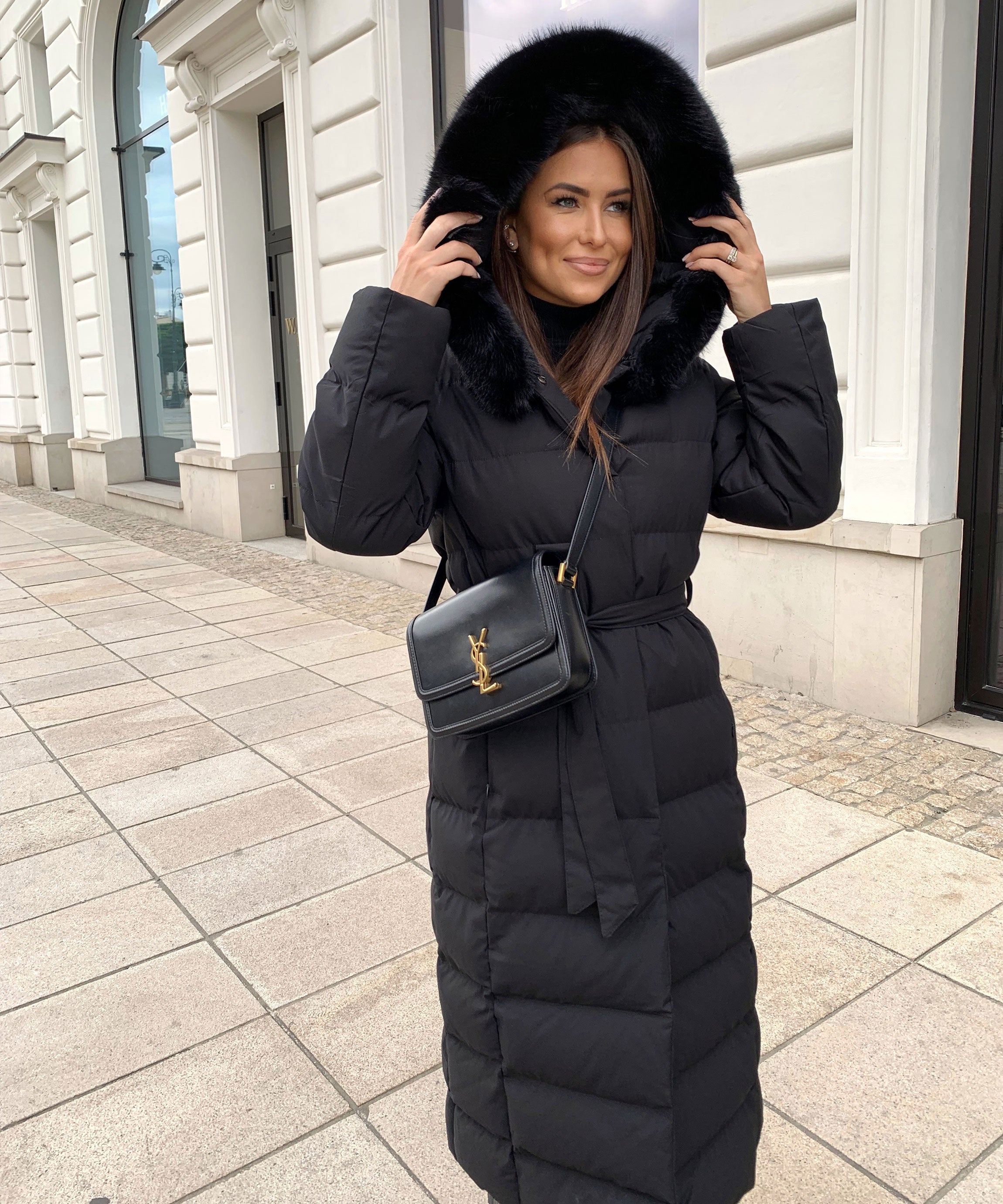 May – Damen Parka Schwarz mit Kapuze Schwarz