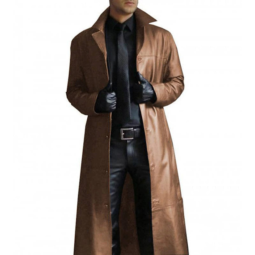 Michel - Premium Herren Ledermantel Elegant & Zeitlos Khaki