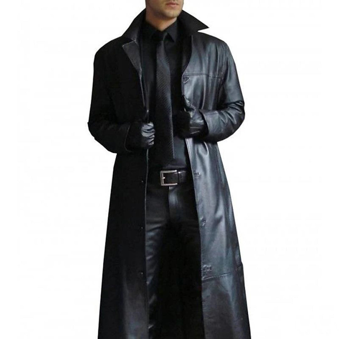 Michel - Premium Herren Ledermantel Elegant & Zeitlos Schwarz