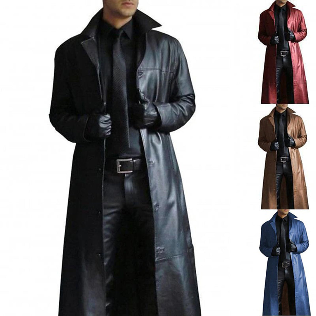 Michel - Premium Herren Ledermantel Elegant & Zeitlos Weinrot