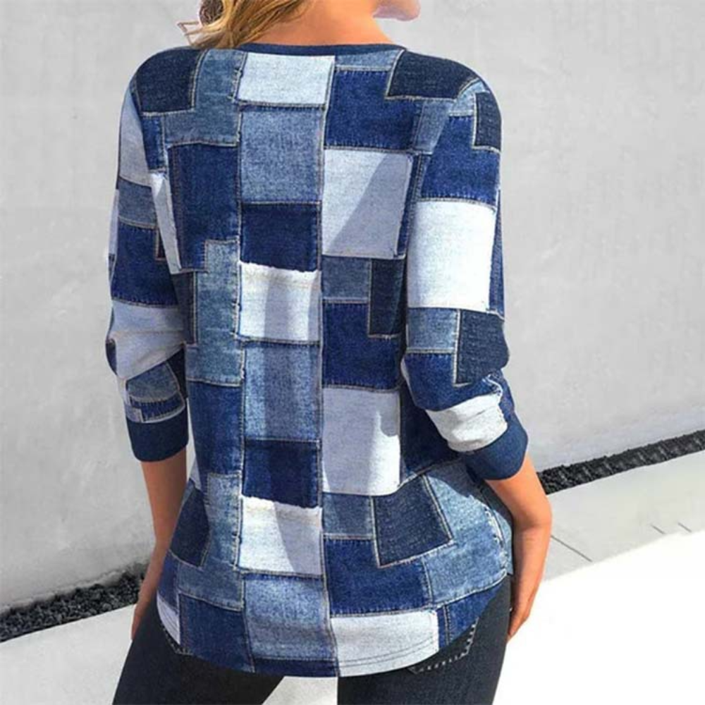 Minna - Trendiges Langarm-Top mit Geometrie-Muster für Damen 2
