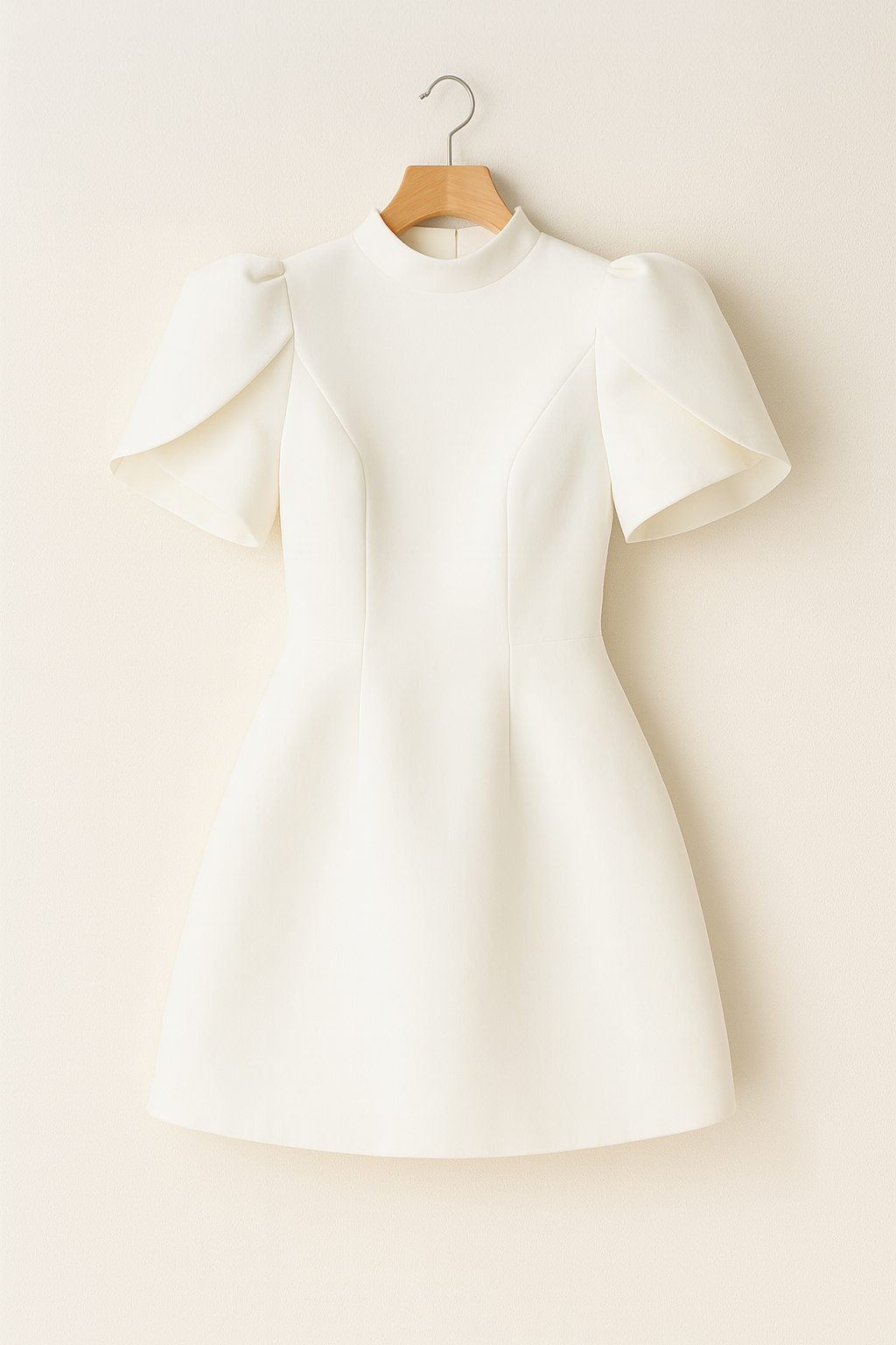 Nadine- Strukturiertes Minikleid mit Puffärmeln Weiß 1