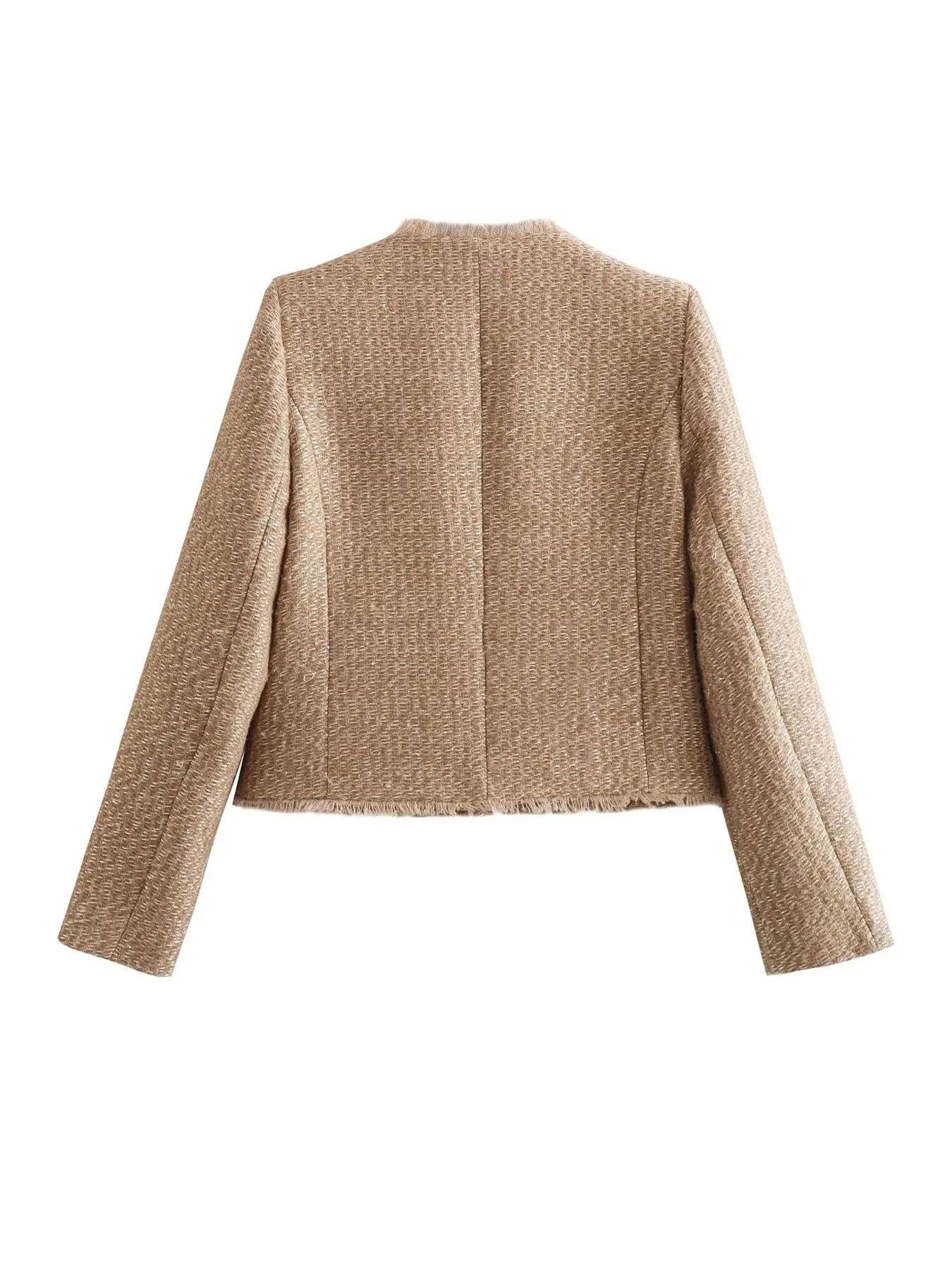 Nadine - Zwei teiliges Jackett mit Knöpfen und Taschen Beige