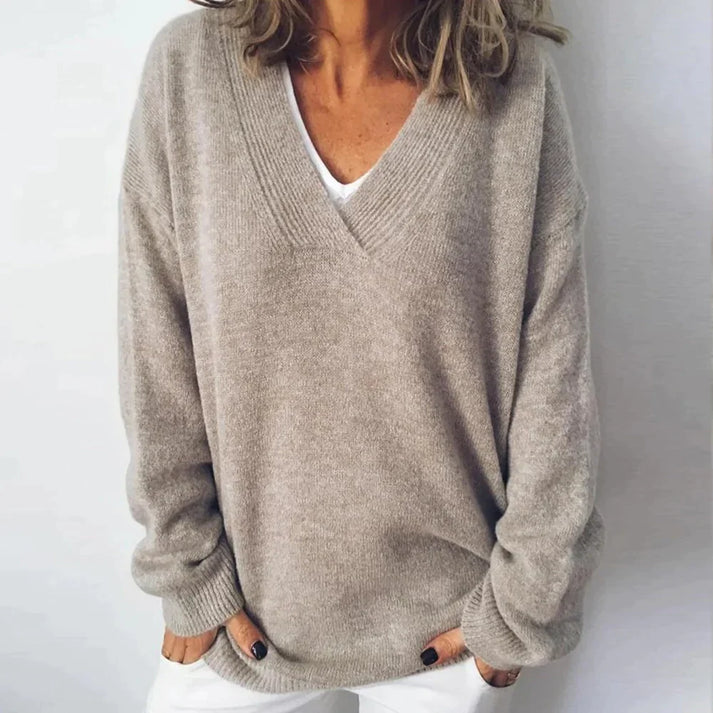 Naila - Kaschmir-Pullover Mit V-Ausschnitt Für Damen Beige