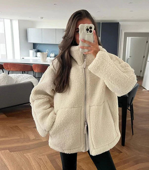 Nancy - Lammwolljacke für Damen Beige