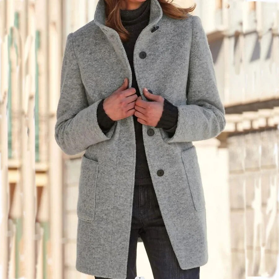 Nanette - Eleganter Wollmantel Grau