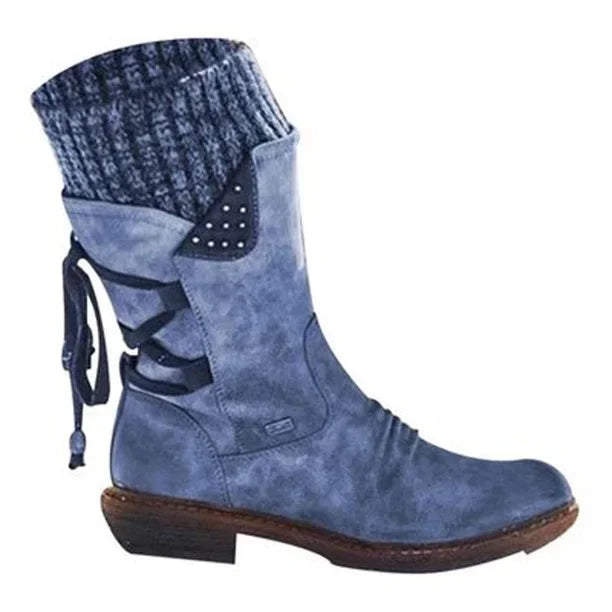 Nea – Winter Schuhe Damen Warm Gefüttert Niedrig Blau