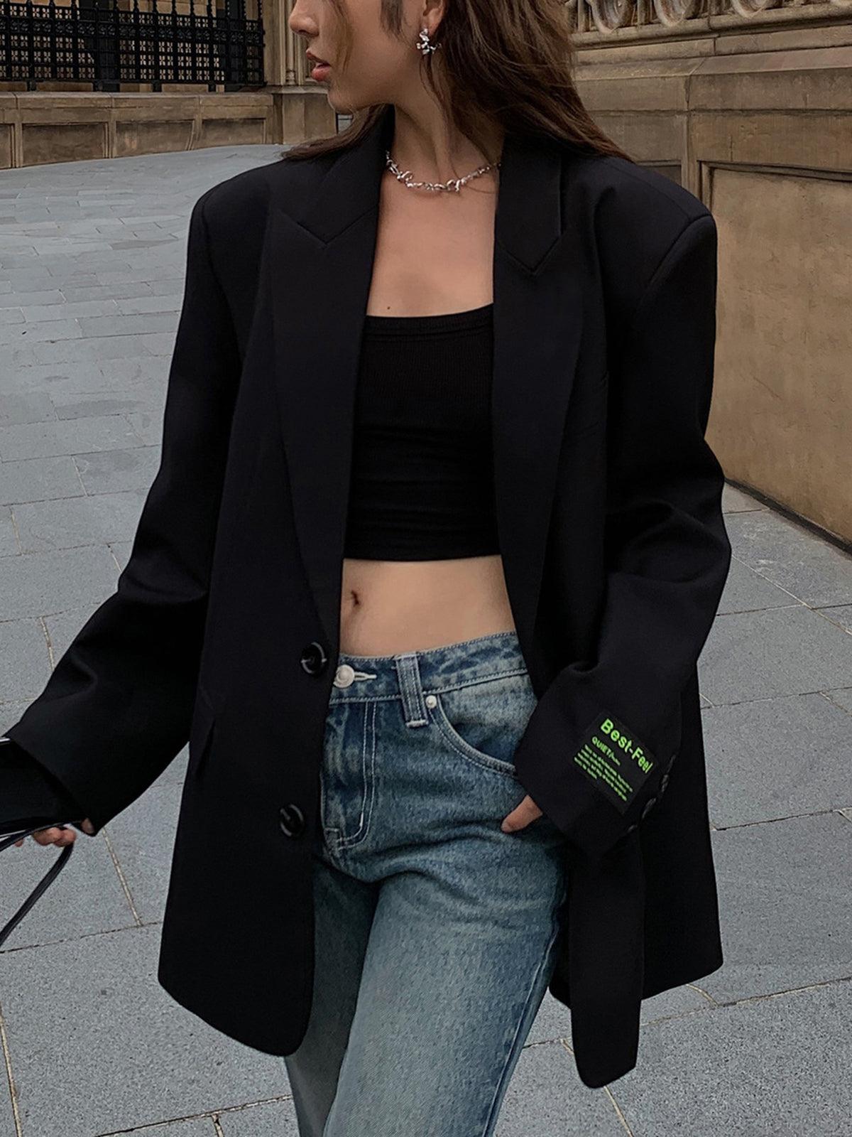 Nele – Oversized Klassischer Blazer für Damen Zwart